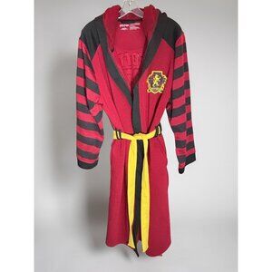 Harry Potter Gryffindor Hooded Bathrobe With Belt Red & Black Stripes S/M Polyes